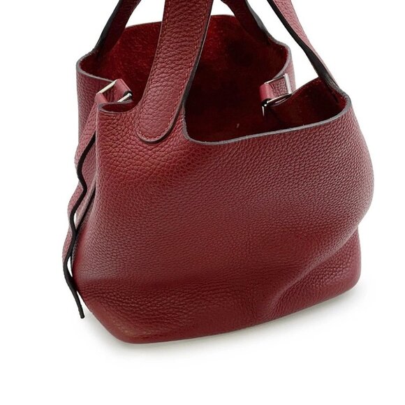 HERMES Picotin Lock Size PM Taurillon Clemence Rouge Grenat - Picture 4 of 13